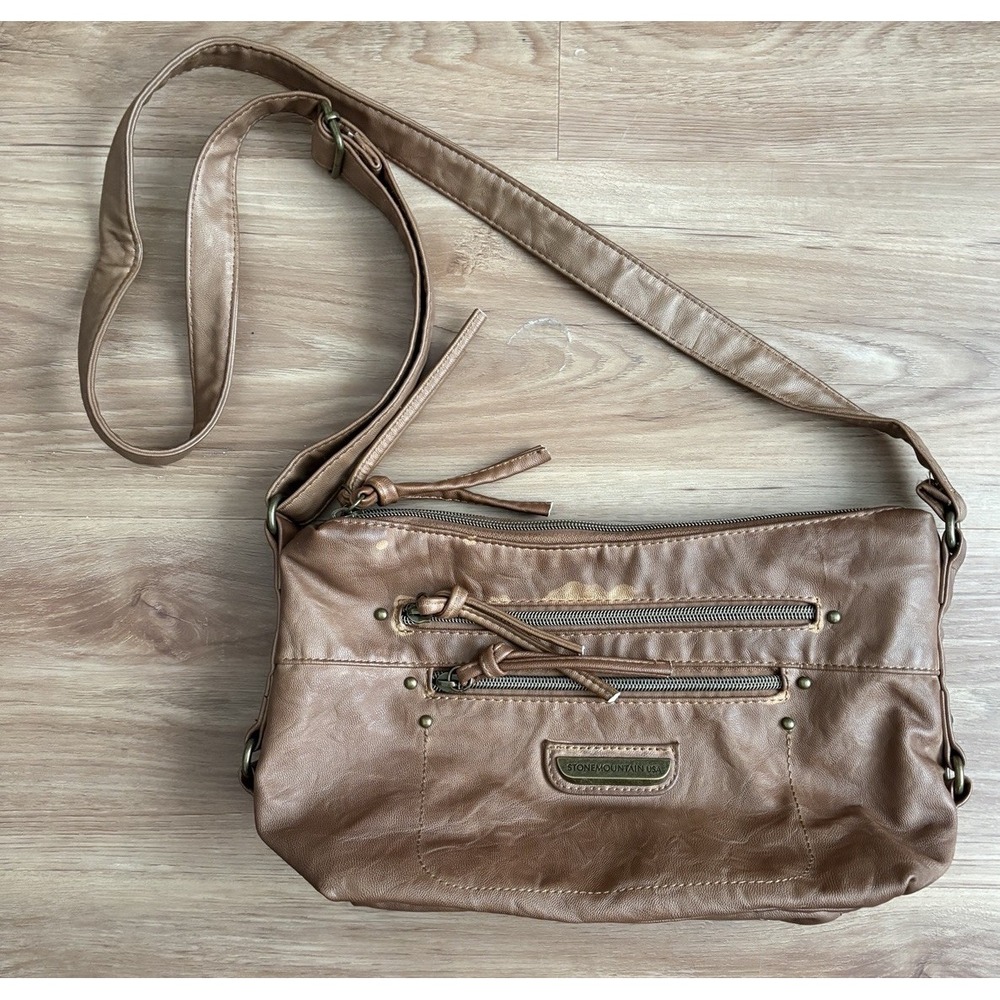 Women's Stone Mountain Double Washed Brown Tan Sophia Hobo Shoulder Bag Purse
